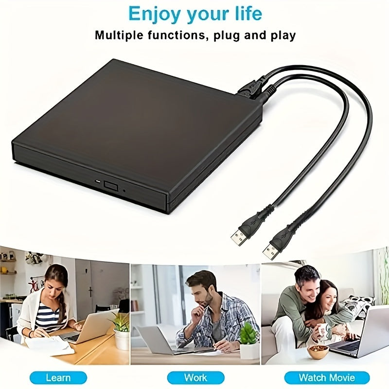 USB 2.0 Slim Portable External CD/DVD-RW Drive voor Laptop, Notebook & Desktop - Brand- en Lezersfunctie