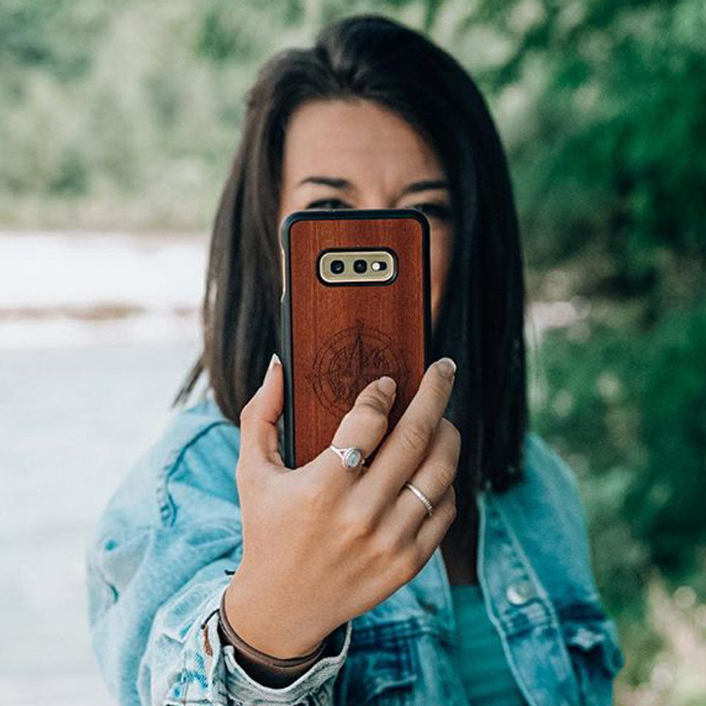 Compass luxury Mahogany wood phone case