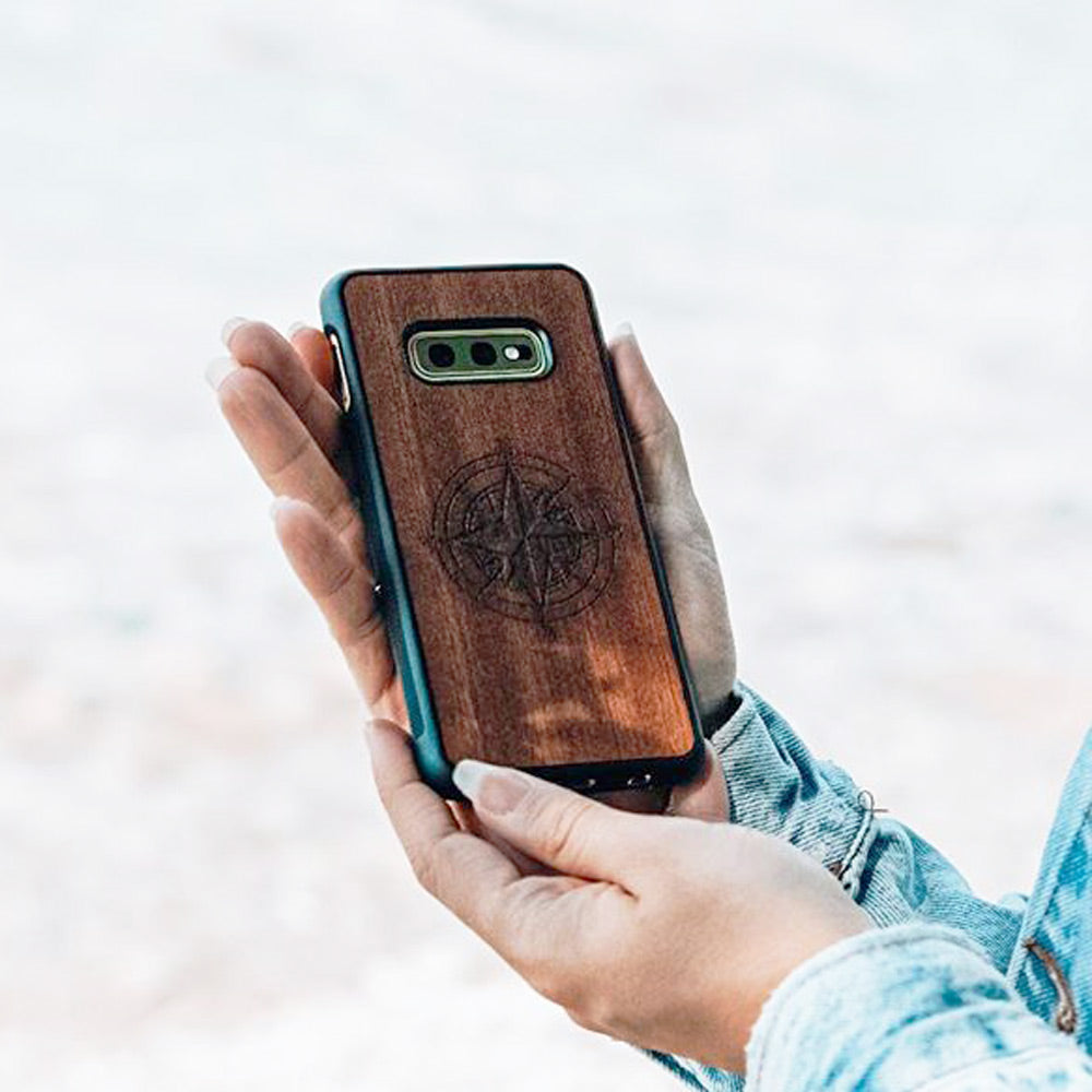 Compass luxury Mahogany wood phone case