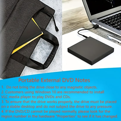 USB 2.0 Slim Portable External CD/DVD-RW Drive voor Laptop, Notebook & Desktop - Brand- en Lezersfunctie