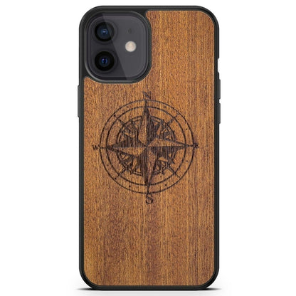 Compass luxury Mahogany wood phone case