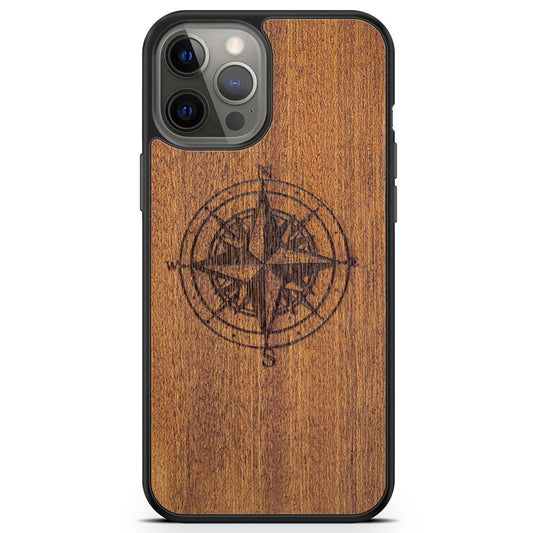 Compass luxury Mahogany wood phone case