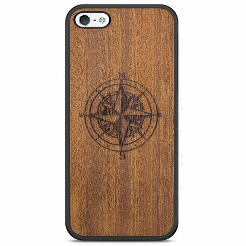 Compass luxury Mahogany wood phone case